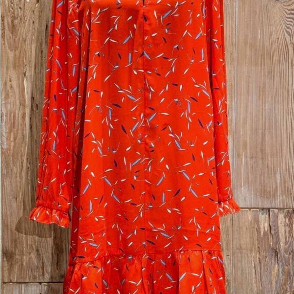 Banana Republic Orange Ruffled Long Sleeve Sundress
